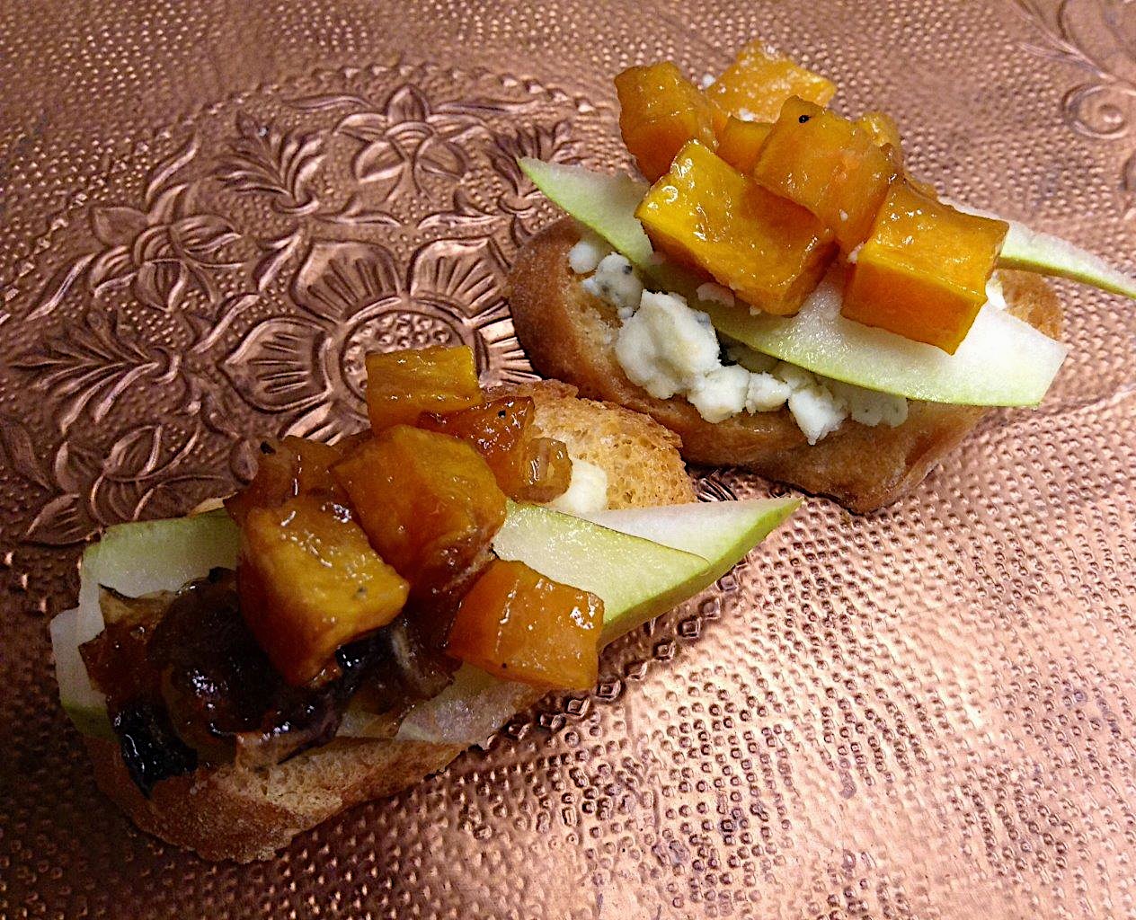 Pear and Maple Roasted Butternut Squash Bruschetta